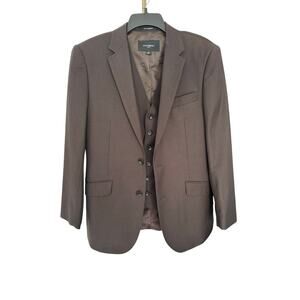 EUC Statement Italy Exclusive 2-Button Jacket Super 150s w/Vest Brown Sz 36S